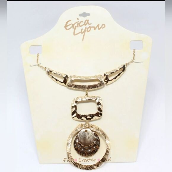 Erica Lyons Gold Statement Necklace - Picture 1 of 1